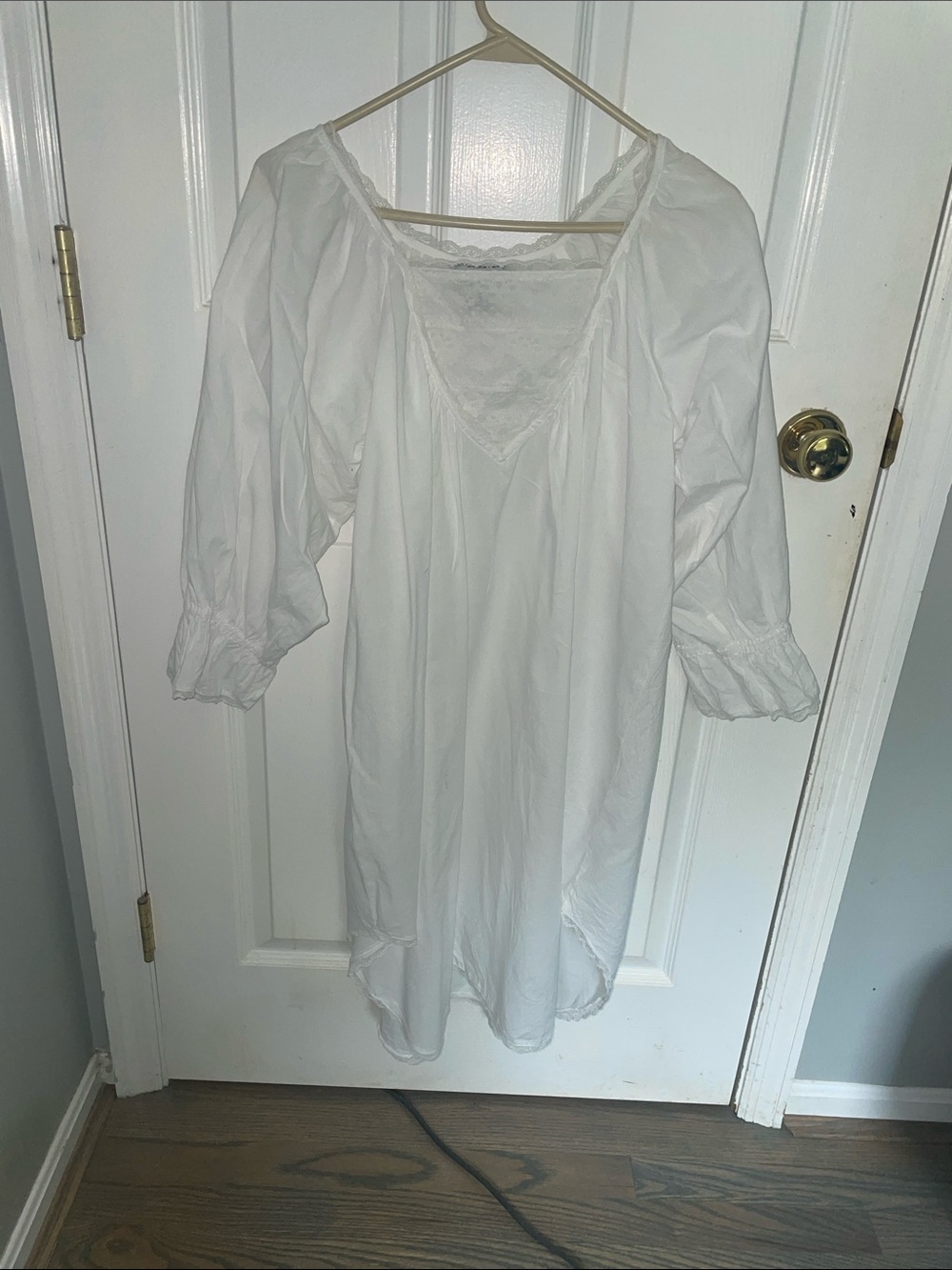 Vintage Women's White Peasant-Style 100% Cotton Dress